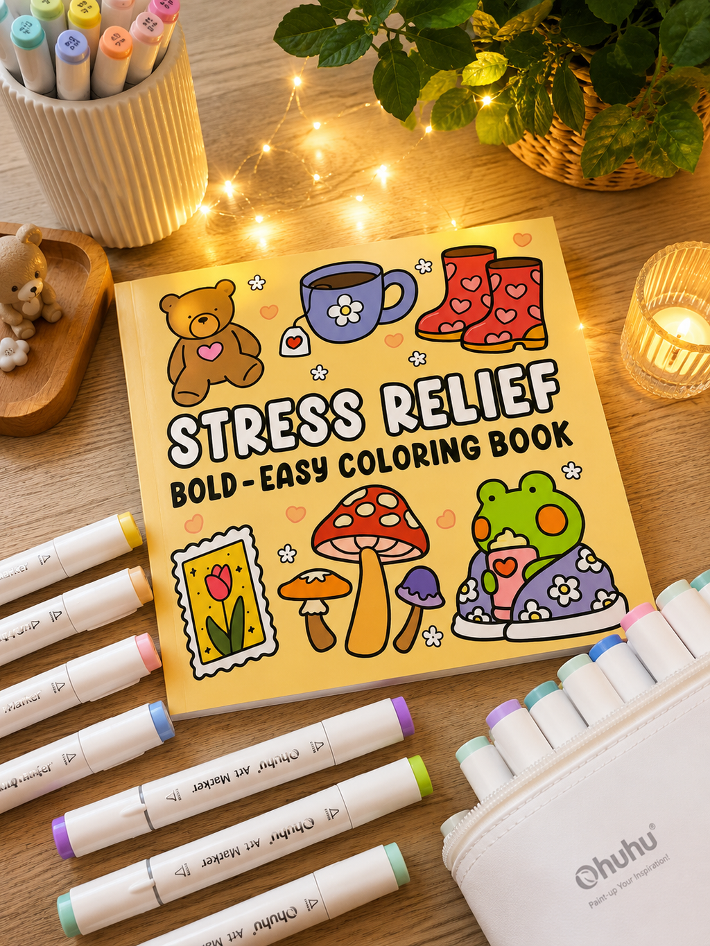 STRESS RELIEF BOLD - EASY COLORING BOOK