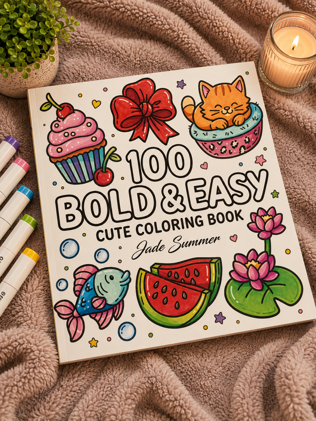 Cute coloring book bold & easy 100 páginas