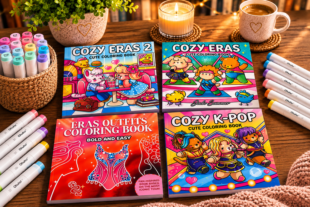 4 libros y 5 marcadores ohuhu al azar